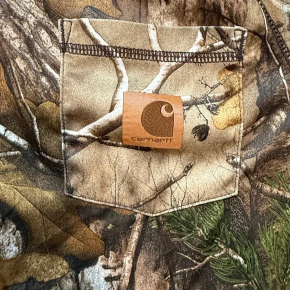 Carhartt RealTree Outdoors Hunting Wear Long Sleeve Camo Shirt Kids Size S 8/10 - Picture 2 of 7